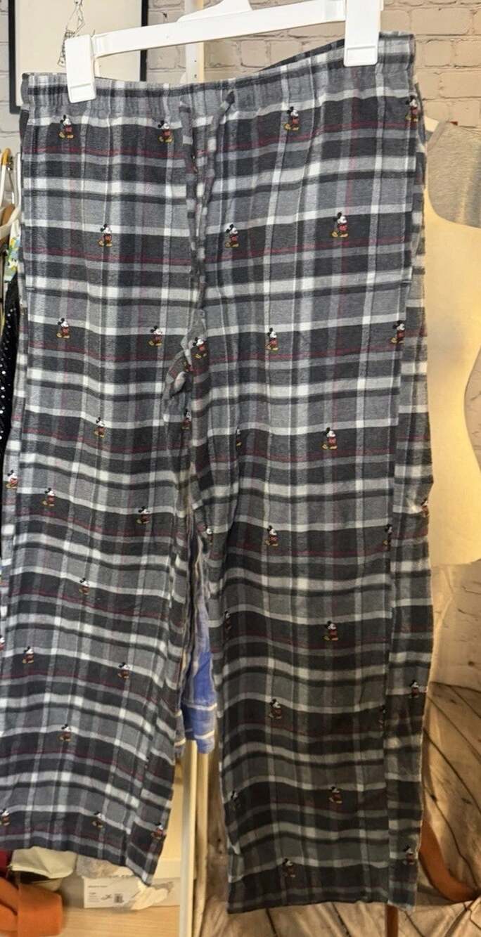 GAP Disney Women’s Mickey Mouse Plaid Lounge Pajama Pants Gray Small Petite